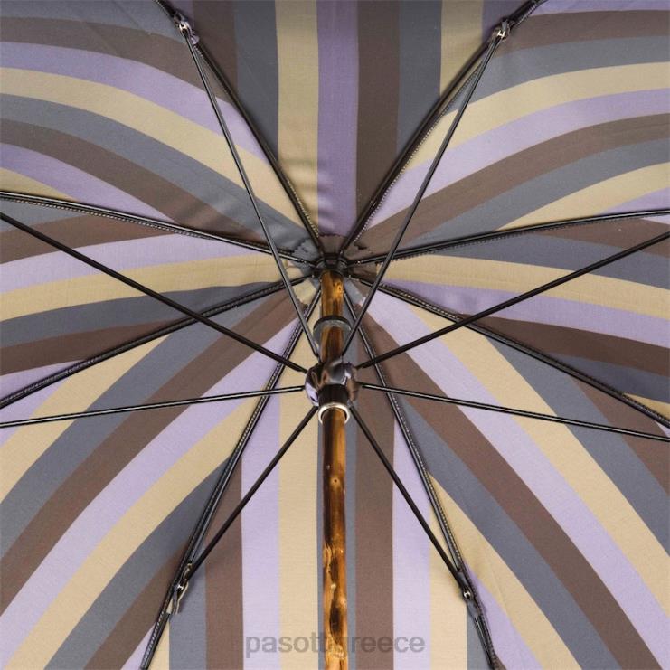 ομπρέλα | PASOTTI 142 6496-12 cbr - μασίφ ριγέ ομπρέλα καστανιάς με άκρο πόμολο 2N6B8102 άνδρες